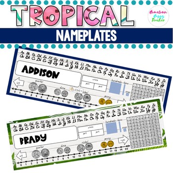 Tropical Navy Desk Plates Nameplates Tpt