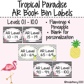 Preview of Tropical Paradise AR Book Bin Labels