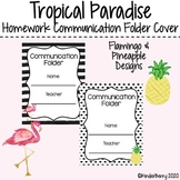 Tropical Paradise Communication Homework Folder Cover Freebie