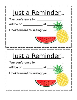 Preview of Tropical Parent Teacher Conferences- Reminder- Spanish/ English- EDITABLE