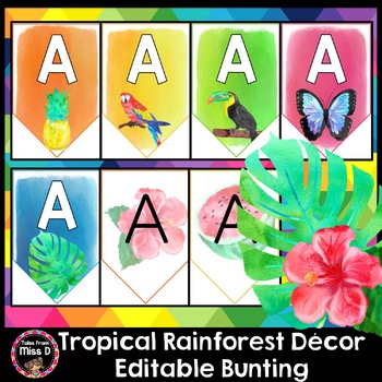 Preview of Tropical Rainforest Editable Letter Bunting
