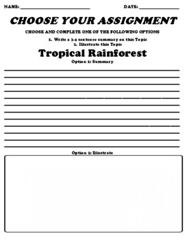 Preview of Tropical Rainforest UDL Choice Board Worksheet