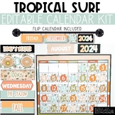 Tropical Surf Classroom Decor | Flip Calendar and Wall Cal