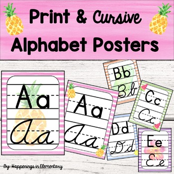 Tropical Theme Cursive and Print Alphabet Posters by Happenings in ...
