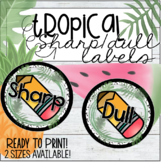 Tropical Theme Dull & Sharp Labels for Pencils