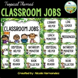 Tropical Themed Classroom Jobs with Pictures - EDITABLE