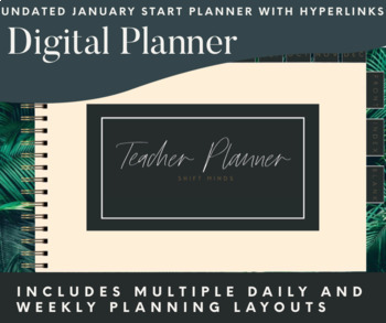 Preview of Tropical Themed Digital Planner | Undated, Jan-Dec, Free Stickers Included