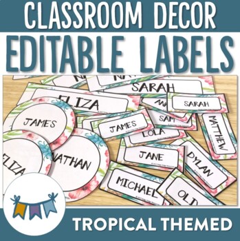 Preview of Tropical Themed Classroom Labels