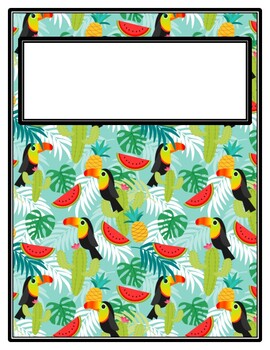 Preview of Tropical, Toucan Teacher Binder Cover, Summer Binder Cover and Spines