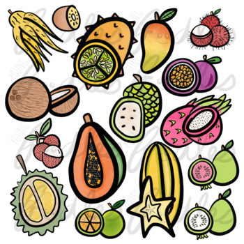 Preview of Tropical and Exotic Fruits Clip Art