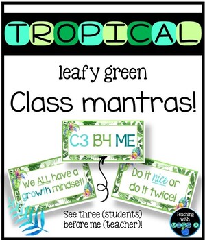 Preview of Tropical leafy green themed class mantras