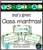Tropical leafy green themed class mantras