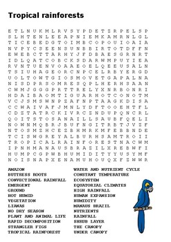 tropical rainforests word search by stevens social studies tpt