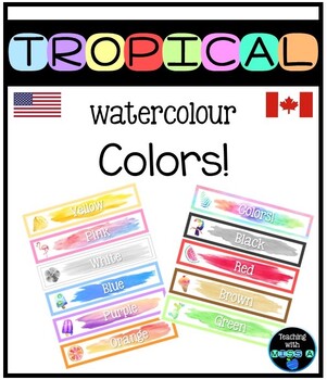 Preview of Tropical watercolor themed colors display