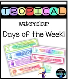 Tropical watercolour themed days of the week