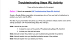 Troubleshooting Steps "I.R.L." Activity