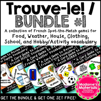 Preview of Trouve-Le Bundle #1! French Spot the Match Games for Vocabulary Review