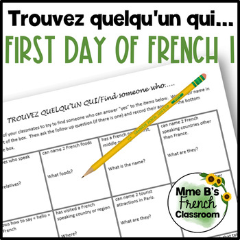 Preview of Trouvez quelqu'un qui: An activity for the first day of French 1