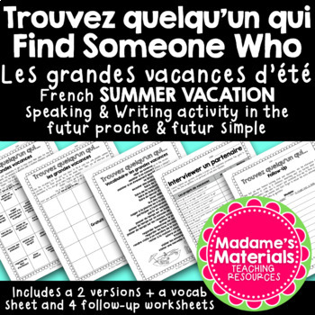 Preview of Trouvez quelqu'un qui: Les grandes vacances / French Find Someone Who: Summer 