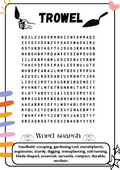 Trowel : Word search puzzle worksheet activity by Art with Mark