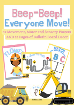 Preview of Truck Themed Sensory Motor Posters and Bulletin Board Ideas