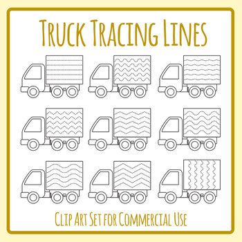 Preview of Truck Tracing Practice Lines - For Pencil Control Transport Clip Art / Clipart