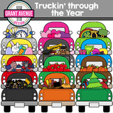 Truckin' Through the Year - Vintage Truck Holiday Clipart