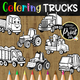 Trucks - Coloring Clipart Objects - Printable Activity Set