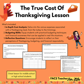 Preview of True Cost of Thanksgiving - FACS, FCS, Math, Middle School, High School