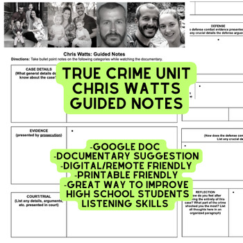 Preview of True Crime: Chris Watts: Guided Notes REMOTE or PRINTABLE