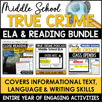 Preview of True Crime ELA and Reading Activities | Middle School English Language Arts