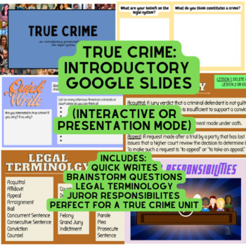 Preview of True Crime: Introductory Google Slides (Interactive or Presentation) 