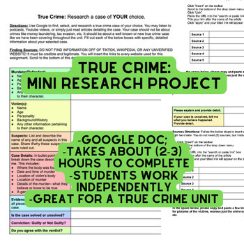 Preview of True Crime: Mini Research Project (Google Doc)