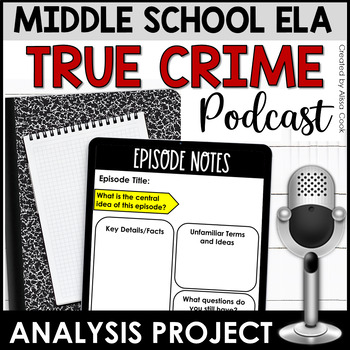 Preview of True Crime Podcast Informational Text Standards Unit | Middle School ELA