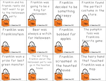 True False Comprehension Game inspired by Franklin's Halloween | TpT