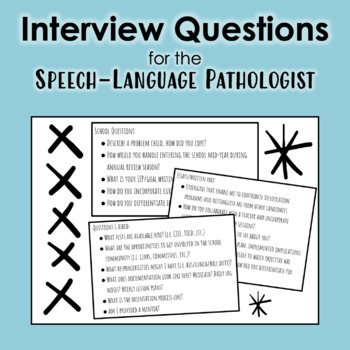 Preview of Interview Questions for Speech Language Pathologists FREEBIE