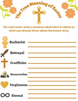 True Meaning of Easter Vocabulary Worksheet by SulliSchool