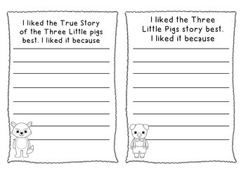 True Story of The Three Little Pigs Craft and Writing Activity by Kerri