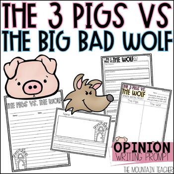 Preview of True Story of the 3 Little Pigs Point of View Writing Prompt & Bulletin Board