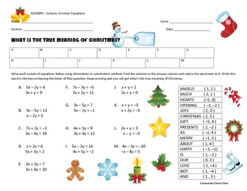 Preview of True meaning of Christmas in Systems of Linear Equation