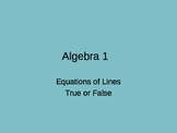 True or False Activity for Equations of Lines