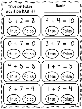 True or False? Addition and Subtraction Printables by Klever Kiddos