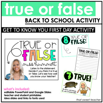 Preview of True or False: Back to School | Get to Know You Activity