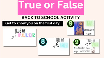 Preview of True or False: Back to School | Get to Know You Activity | PPT.