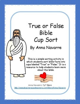 Preview of True or False Bible Cup Sort