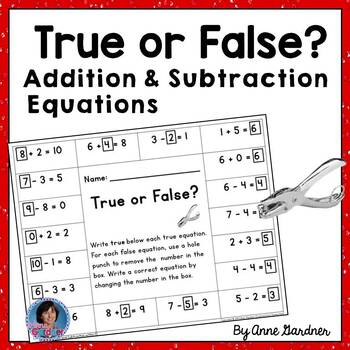 Preview of True or False Equations: Add, Subtract & Mixed +/- to within 10 & 20 Worksheets