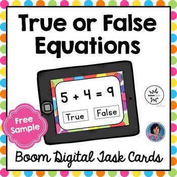 Preview of Boom Cards Distance Learning Math: True or False Equations Addition within Ten