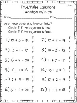 True or False Equations by Brandy Shoemaker | Teachers Pay Teachers