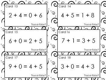 True or False Math Sorts and Task Cards: Addition and Subtraction Equations