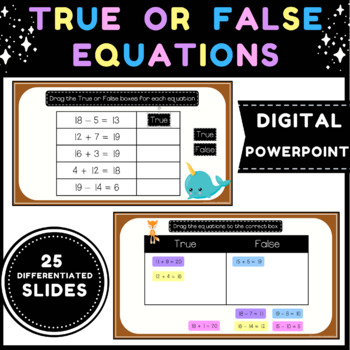 Preview of True or False equations within 20 and 10 PowerPoint Digital Dragging acivity